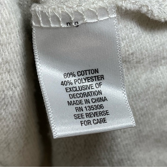 Dressbarn Sunday | Oatmeal V-Neck Hooded Sweatshirt With Floral Embroidery | XL - Picture 11 of 12